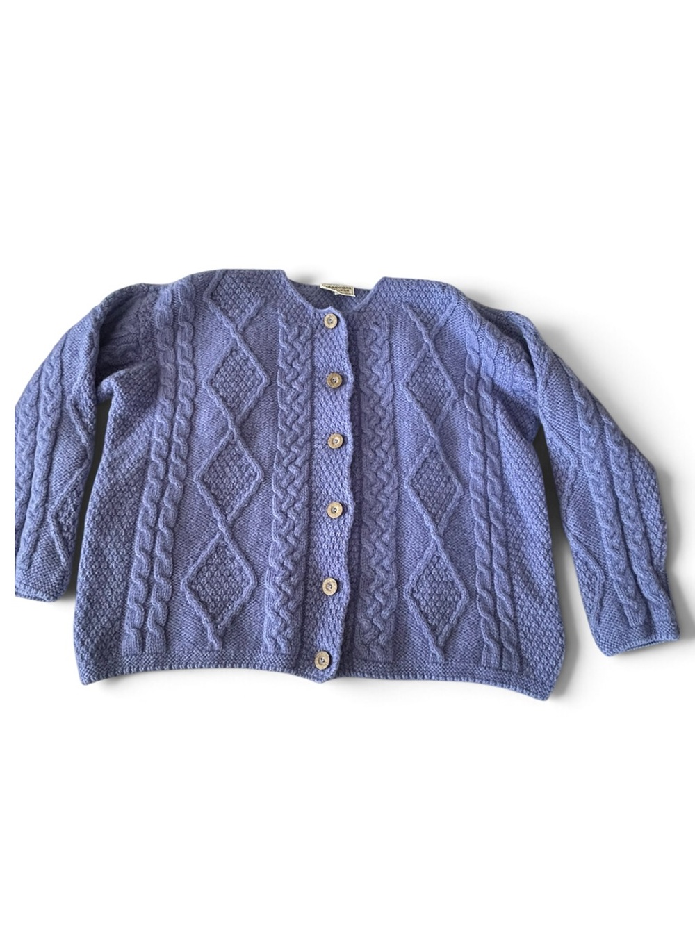 Connemara Irish Merino Wool Classic Fisherman Cable Knit Cardigan Sweater L